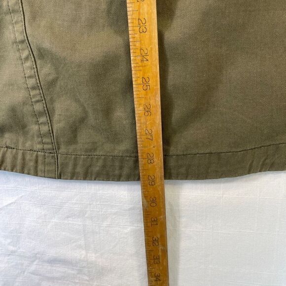 Lois Olive Green Gray Hooded Button Front Cotton Military Jean Jacket Size XL - Picture 10 of 10
